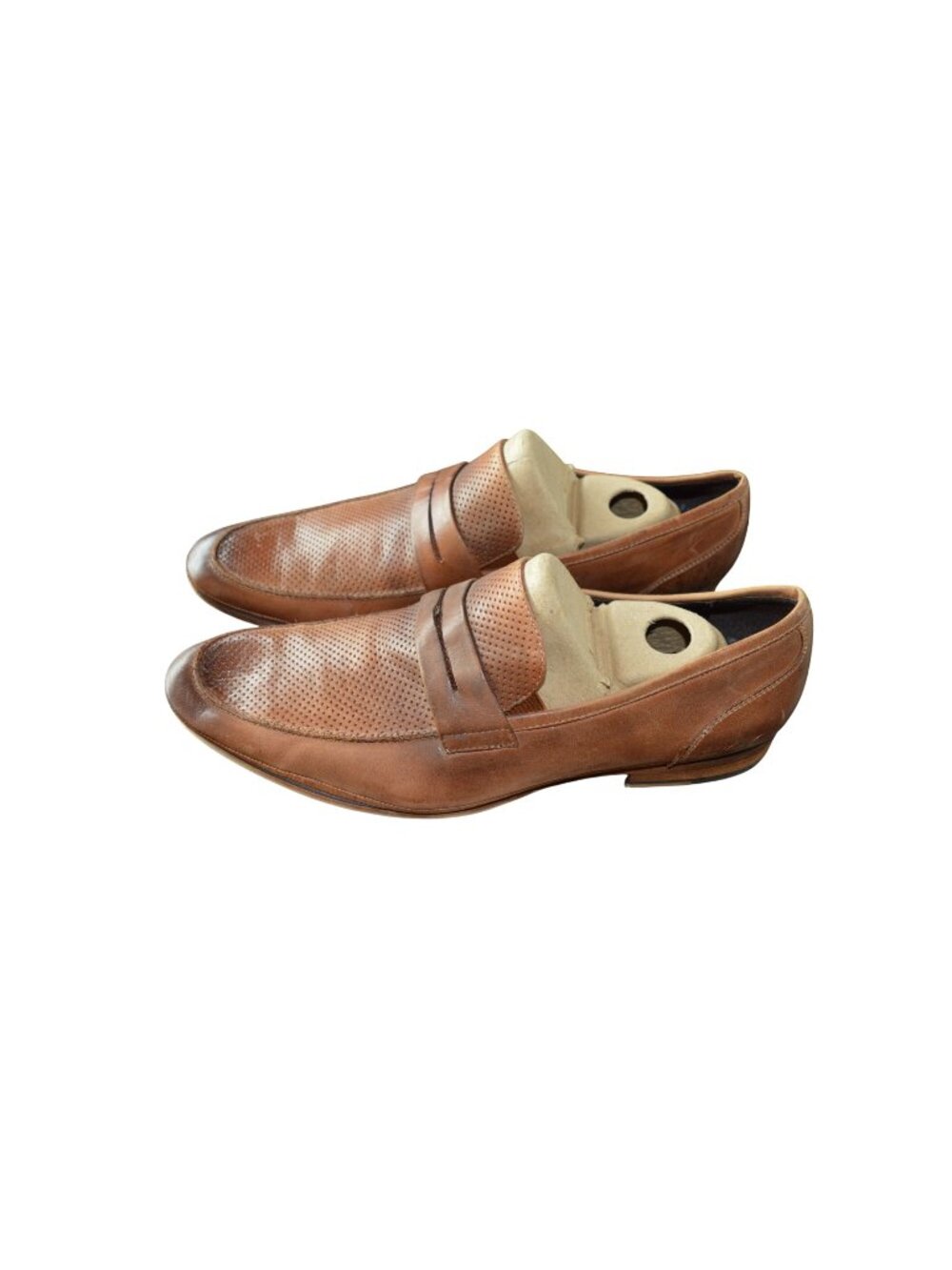 Kenneth Cole Action Plan Cognac Leather Penny Loafers Men's Size 9.5 Gentleman